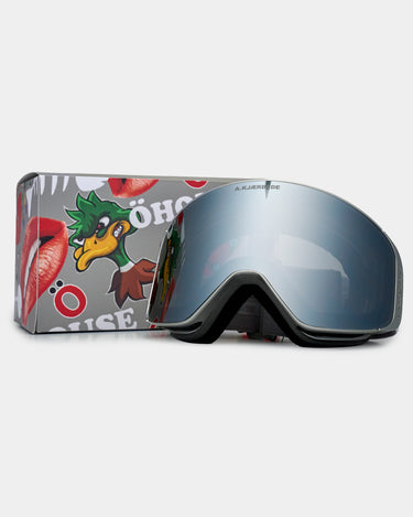 Sølv A.Kjærbede skibriller ved printet opbevaringskasse liggende