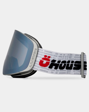 Sølv A.Kjærbede skibriller med öhouse logo i hvid elastik